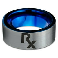 Волфрамов медицински рецепта аптека символ лента пръстен мъже жени комфорт си синьо плоско изрязано сиво полирано