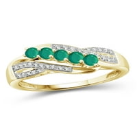 Бижутериклуб Изумруден Пръстен Бижута От Рожден Камък-0. 14-каратово златно покритие Сребърен пръстен бижута с бял диамантен акцент-скъпоценни камъни пръстени с хи?