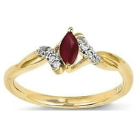 14к жълто злато истински диамант & рубин пръстен