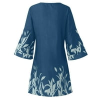 Дамска Мода темперамент елегантен свежо отпечатани в Деколте ръкави мини рокля синьо 3хл