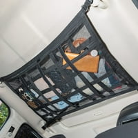 Автомобил таван карго нетна джоб съхранение нето, 29.5х19. 7 Регулируема г-катарама за намаляване на увиснала кола покрив съхранение организатор, двуслойни окото джип пътуване дълго пътуване къмпинг вътрешни аксесоари