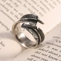 Титан стомана пръстен, 3-Размери перо форма титанов стомана отваряне пръстен Мъжки модни пръст бижута