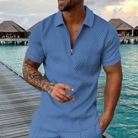 Eashery Man Summer Fashion Polo Rish с къс ръкав с цип мъжки горни ризи сини s