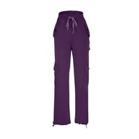 Brglopf Женски товарни панталони с висока еластична талия с теглене с широки крака с леки парашутни панталони атлетични тренировки джогинг панталони