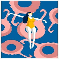 Фламинго поплавъци Фламинг рамка живопис печат върху платно