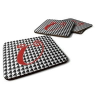 Carolines Treasures CJ1035 -UFC буква U Начална монограма - Houndstooth Black Foam Coaster Комплекс от 4, 1 2