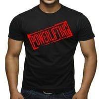 Червен PowerLifting щампован мъжки черна тениска средно черно