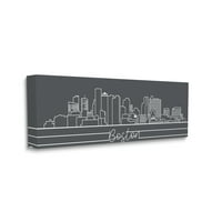 Ступел индустрии Бостън Сити силует минимална ретро линия платно стена изкуство, 24, дизайн от Дафне Полсели