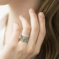 Винтидж слънчогледов тон цвете 18k два годежа подарък дами дами гравирани пръстени пръстени вълна с пръстен Размер на дъщеря пръстен се молете над го бижута тийнейд