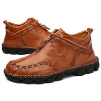 Yolai Men's British High Top Handmade Leather Shoes Корейска версия Тенденция Голяма кръгла обувка с цип