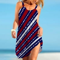Бохо рокли за жени американски флаг отпечатан без ръкави рокля лятна плажна ваканция