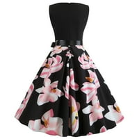 Детска флорална рокля за жени 50-те години рокля за жени без ръкави реколта рокля 1950-те години рокабили парти рокля горещо розово 2хл