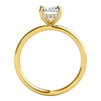 2. Карат изумруд отрязани Мосанит Естествен диамантен женски годежни пръстени в 10K жълто злато с размер 7.5
