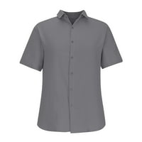 Jsaierl мъжки памучни бельо ризи ежедневни копчета за риза солидна къса ръкав плаж топ ревера кубински тениски