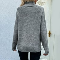 Пуловер с дълъг ръкав Akiihool за жени дамски пуловери с дълъг ръкав върхове кабели плетани пуловери