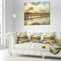 Дизайнарт дълга кейова крайбрежна резерва Панорама - възглавница за хвърляне на морски мост-16х16