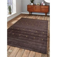 Glitzy Rugs Hand Knotted Gabbeh Wool Contemporary Rentangle Area Rug - Brown - Ft