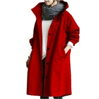 Pgeraug палта за жени свободни удобни палто с качулка изхожда дамски елегантни вятърни смола диво женско палто кокочкота за жени червени 4xl