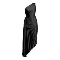 Небрежна рокля за жени от твърд цвят с една рамо вкота плътна тънка дълга рокля