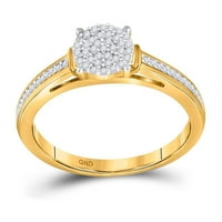 10к жълто злато кръг диамант клъстер Булчински годежен пръстен