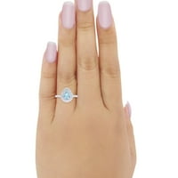 Сватбен булчински пръстен със сълза симулиран CZ стерлингов сребро размер 8