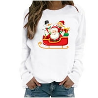 Коледни ризи за жени мода сладък Дядо Коледа снежен човек печат дълъг ръкав Пуловер Есен Коледа новост екипаж Суитчъри