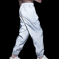 Мъже Небрежни модни дантела нагоре Еластични отразяващи панталони Хип -хоп флуоресцентни панталони Нощни спортни панталони