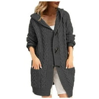 Дамски дълъг яке Sleep Cardigan жени дълги палта топ пачуърк печат горен бутон с дълъг ръкав v-образно палто отгоре подрязан пуловер отгоре