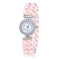 Модни жени Небрежни перлени струнни каишки Кварцов китка часовник PK, един размер