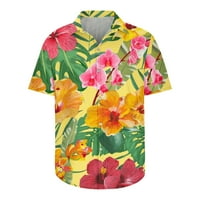 Buigttklop без граници Мъжки ризи Просвет плюс размер ежедневни бутони Цветни блок Хавай печат с джобни революционни ризи с къс ръкав блуза