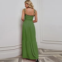 Дамски рокли Clearance без ръкави Maxi Maxi Fashion Solid Halter Summer Ressing Green S