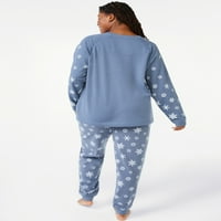Джойспун Дамски Френски Тери Празник пижама комплект подарък, 2-парче, размери и 3х