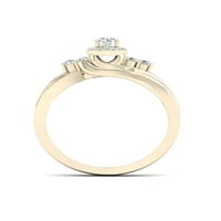 1 4к ТДВ диамант 10К жълто злато ореол годежен пръстен
