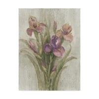 Търговска марка изобразително изкуство 'пурпурна Ирисова градина върху сиво' платно изкуство от Албена Христова