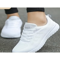 Lacyhop жени ходещи обувки дантела маратонки Небрежни обувки Спортни дишащи тренировки Леки мрежи Уайт 6.5