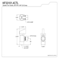 Кингстън Брас КФ33104КТЛ 3 8 ФИП 3 8 од Комп четвърт-завой ъгъл стоп вентил, суров месинг