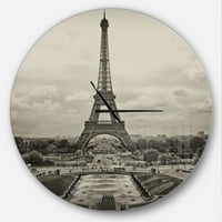 Дизайнарт 'винтидж изглед на Париж Франция' индустриален стенен часовник