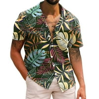 Мъжки ежедневни къс ръкав Пролет Лято Вечерен врата 3г печатни ризи мода блуза ризи