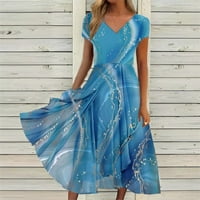 B91XZ Plus Размер Макси рокля за женска рокля небрежна модна плетеница за женска рокля небесно синьо, размери 3xl
