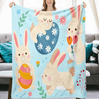 Пролетно великденско одеяло за домашен диван легло и диван 3D отпечатано одеяло Великден Сладък заек Флорално одеяло за деца жени възрастни
