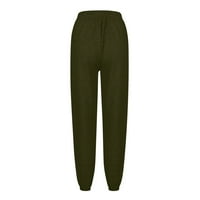 Женски чинч дънни суитчъни с джобове с висока талия панталони за фитнес спортни атлетични панталони панталони армия зелено xxxl