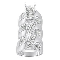 Белият естествен диамантен годеж и сватбена трио лента пръстен, комплект в 14K бяло злато, покрито със сребро, размер на пръстена-6.5