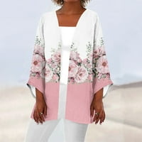 Женски случаен моден моден Caot Flower Print Lightweight със средна дължина жилетка на якета
