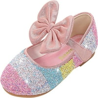 Synia Girls Sandals Soft Sole Sandals Glitter Bowknot Shoes Ankle Strap Лято за малко дете малко дете голямо дете
