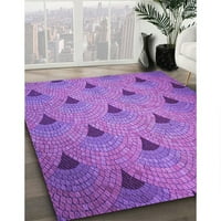 Ahgly Company Machine Pashable Indoor Round Преходна Heliotrope Purple Area Rugs, 4 'кръг