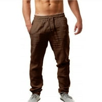 Yolai Men's Elastic Pants Пласивен цвят дишащо памучно бельо свободни ежедневни панталони