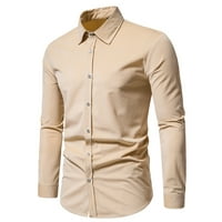Мъжки блуза клирънс мъже с дълъг ръкав спускане на яката върхове ежедневна риза за бутон