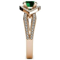 Emerald and Diamond Eye Halo годежен пръстен 1. CT TW в 14K розово злато.size 5.5
