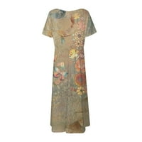 Apepal Summer Dress за женска мода и All-Match Summer Temperament V-Nect Отпечатана рокля с къси ръкави