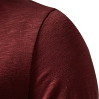 Мъже ежедневни пуловер тениски Разхлабени плътни цветни бутон Кръгла врата Топ блуза удобна есенна лека есен зимни ризи за дъно вино xxl